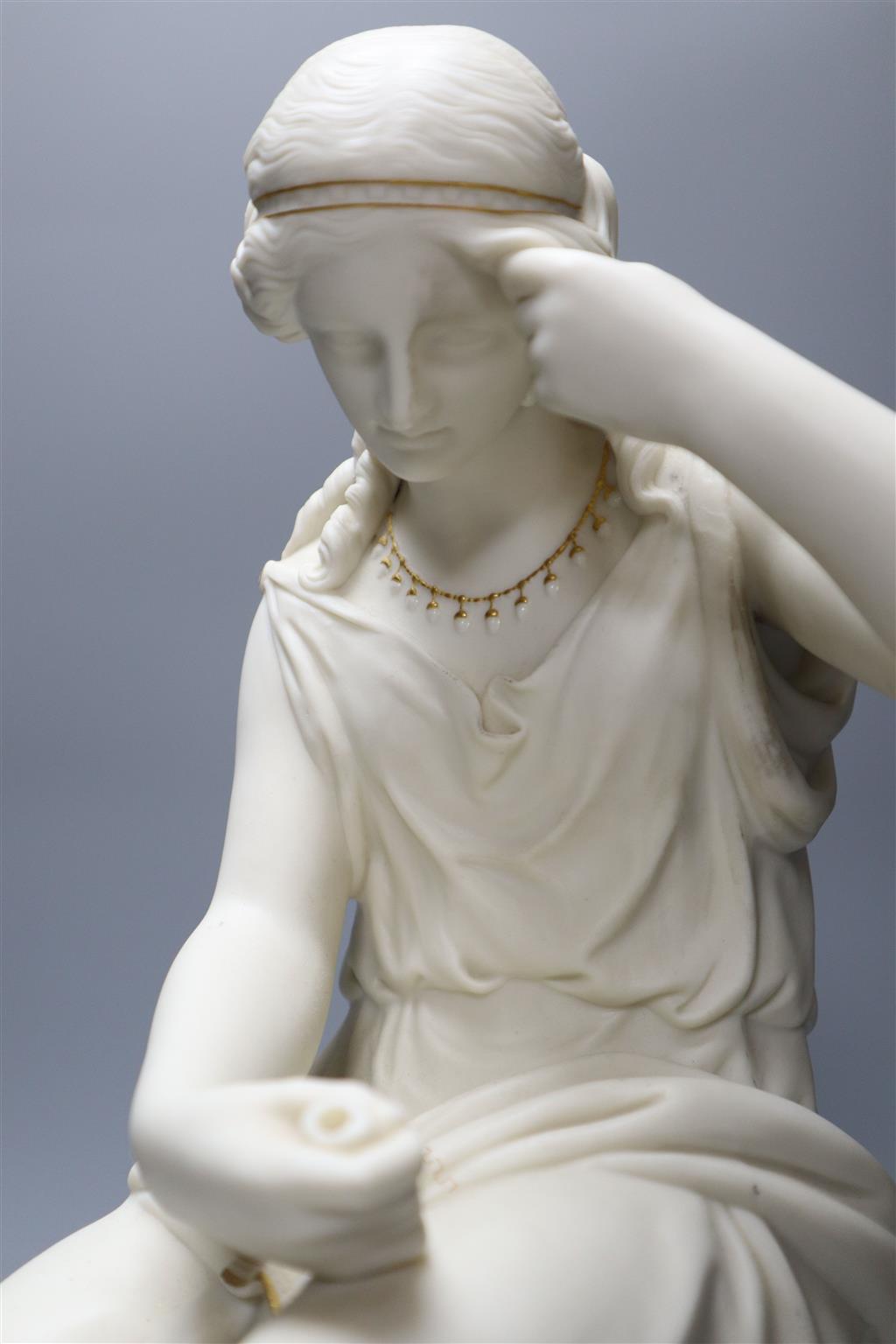 A Victorian Copeland parian figure of a classical beauty at her toilet,